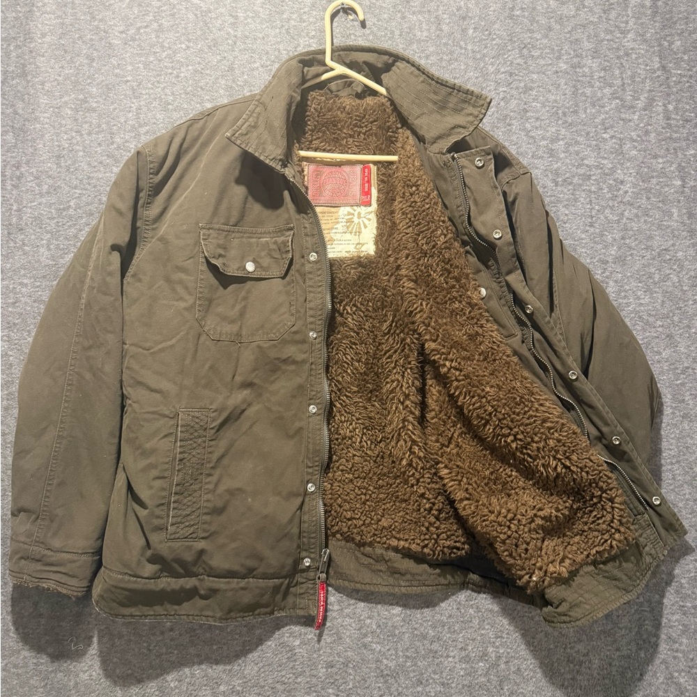 Farm Boy Canvas Sherpa Lined Coat Mens 2XL brown lined heavy durable work cotton